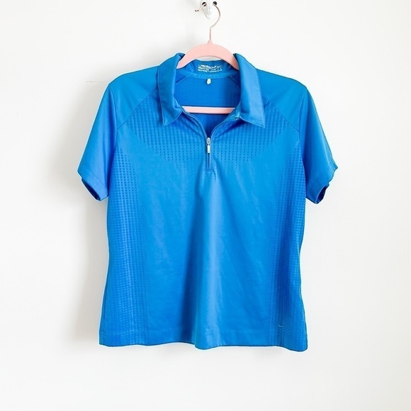 Nike Golf Blue Short sleeve half Zip Dri Fit Top Large - Picture 1 of 5